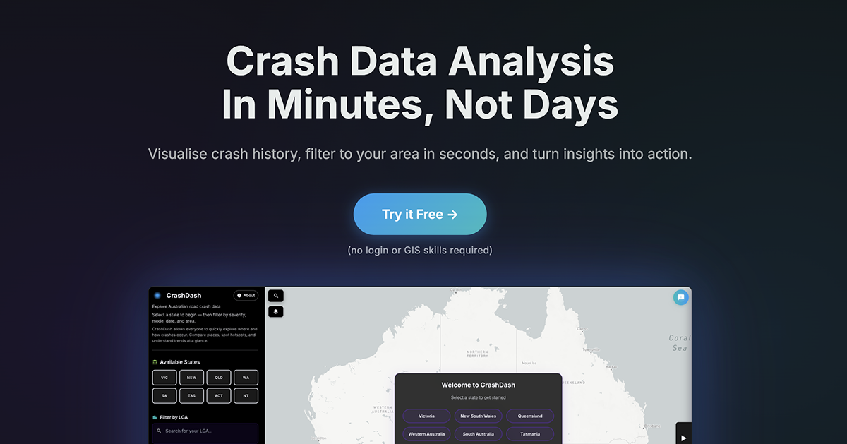 CrashDash streamlines Australian road safety data analysis